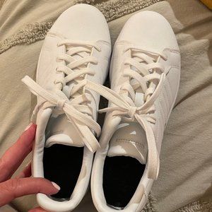 Girls White/Leather Adidas sneakers, size 4